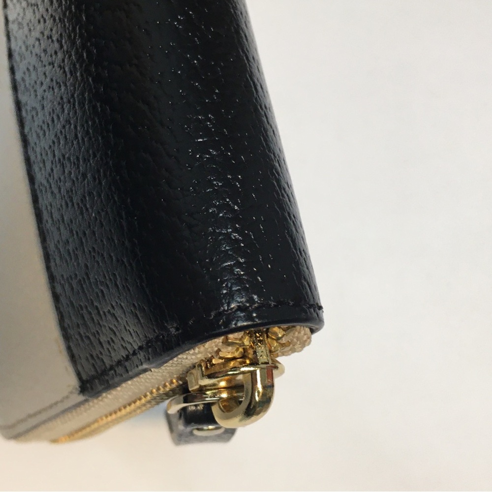 Kate Spade Zipper Cow Leather Wallet Black Tan Textured 2 Tone Leather Classic - Picture 9 of 16